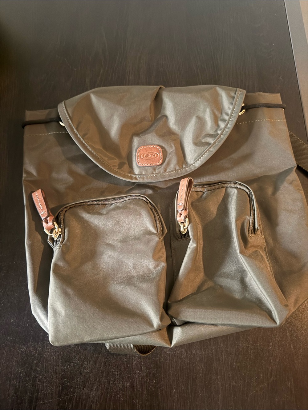 Bric's Brown Nylon Bag Interior with Branded Label